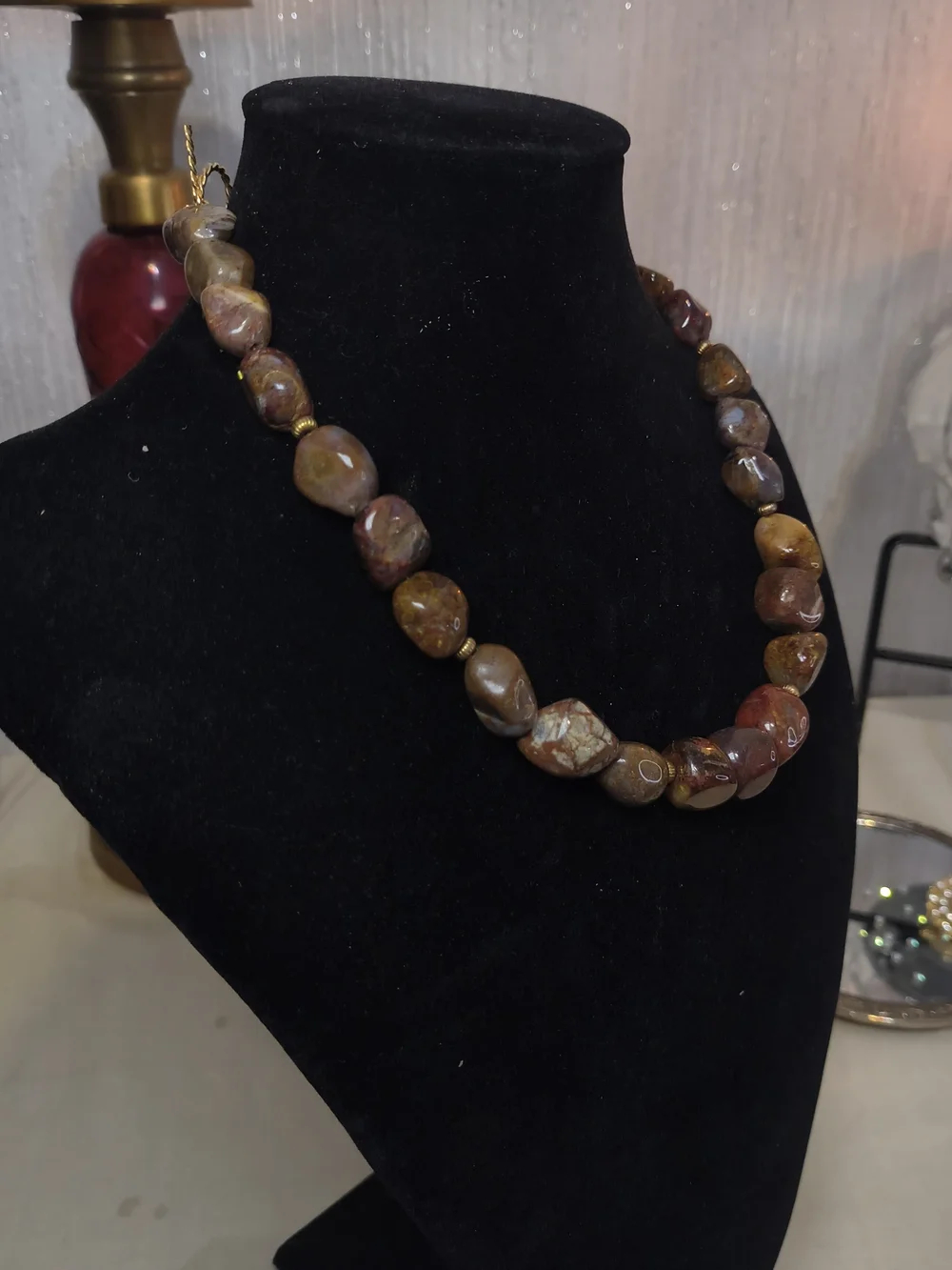 Vintage Artisan 925 Sterling Silver Gold Vermeil Natural Mookaite Jasper